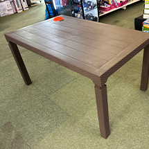 Plastic Rattan Table for 6 (Brown, 150x90cm, Parasol Accommodating)